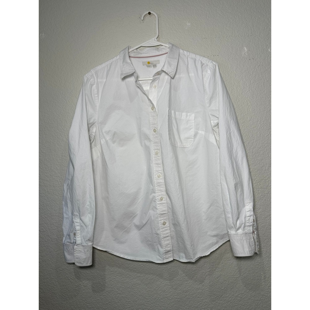 Boden White Cotton Button Down Shirt Long Sleeve Blouse T0896 Womens Size 10R